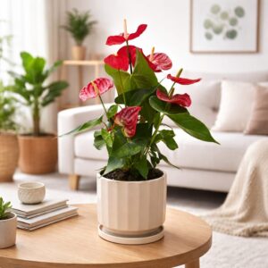 אנטוריאום צמח בית בכלי קרמיקה