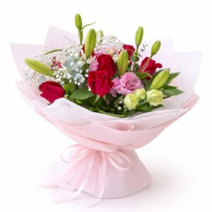 זר אהבה ורוד אדום